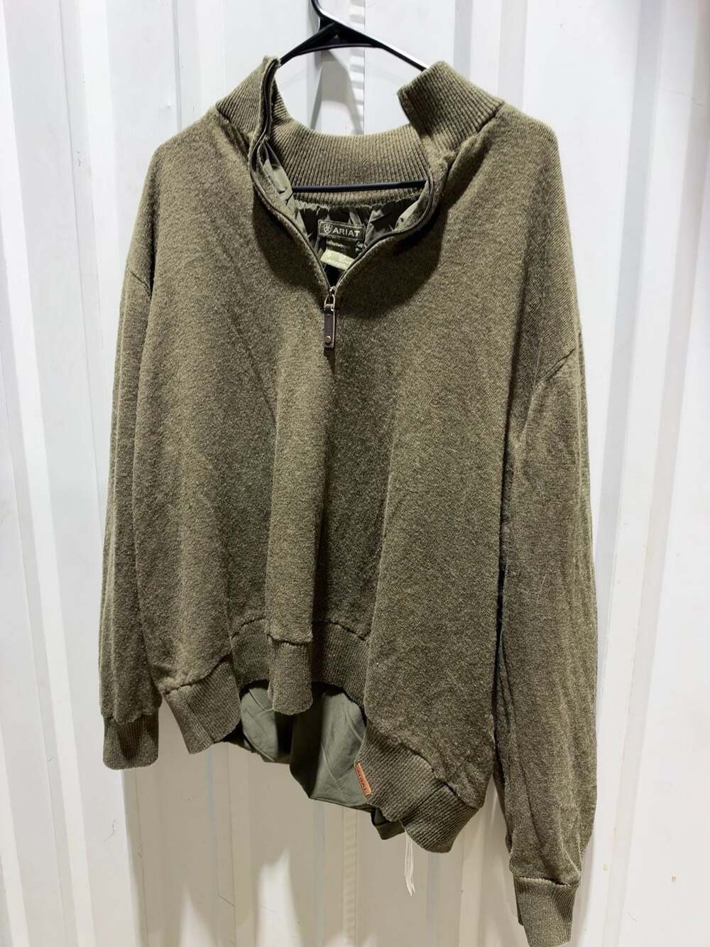 Ariat Quarter Zip Knit Pullover Sweater Size XXL Olive Green